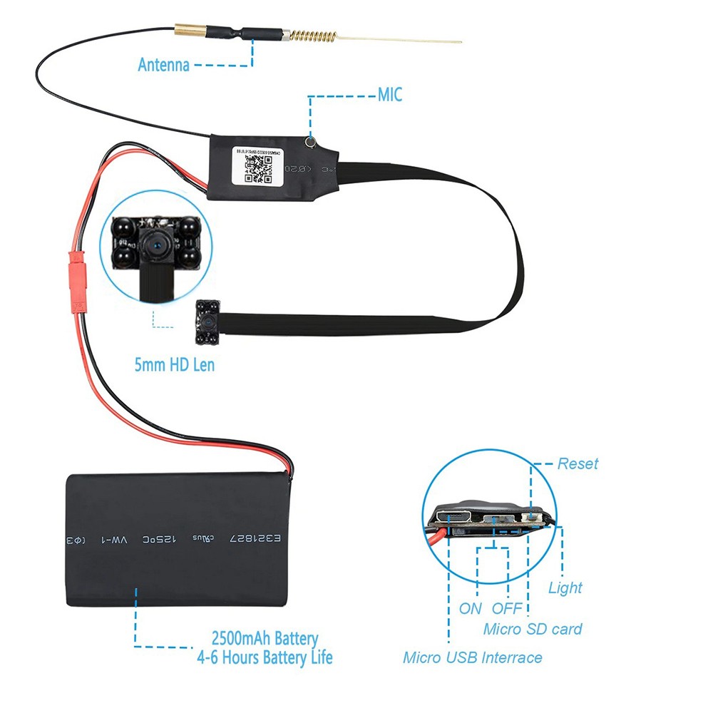 Pieni spy pinhole piilokamera yönäkö 4 IR LED